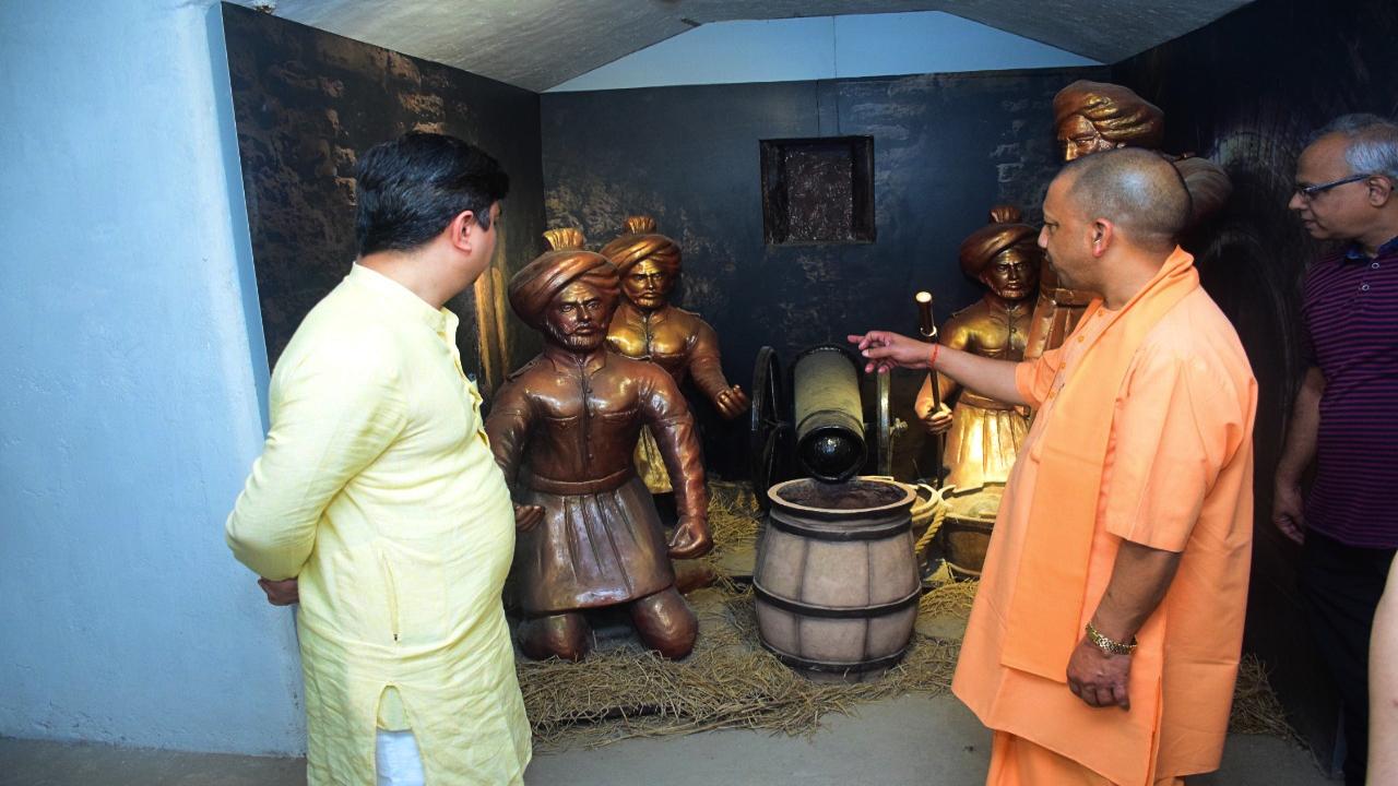 On the request of the Governor, Yogi Adityanath visited the 19th Century underground British Era Bunker at Raj Bhavan and inspected the Gallery of Revolutionaries 'Kranti Gatha' created inside the bunker